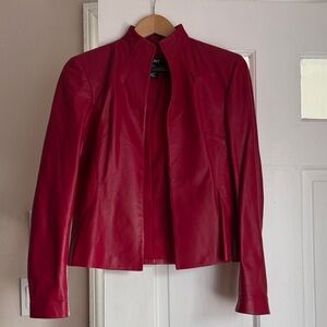 DKNY Cherry Red Leather Jacket